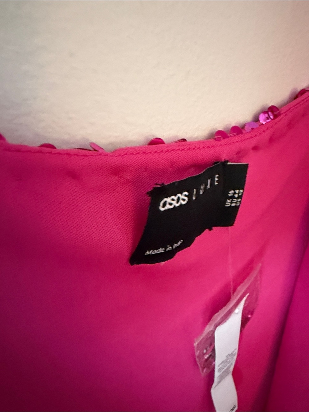ASOS LUXE Pink Sequin Blazer Dress Backless Fringed Shag Sleeves Sz 12 NWT - Picture 10 of 10